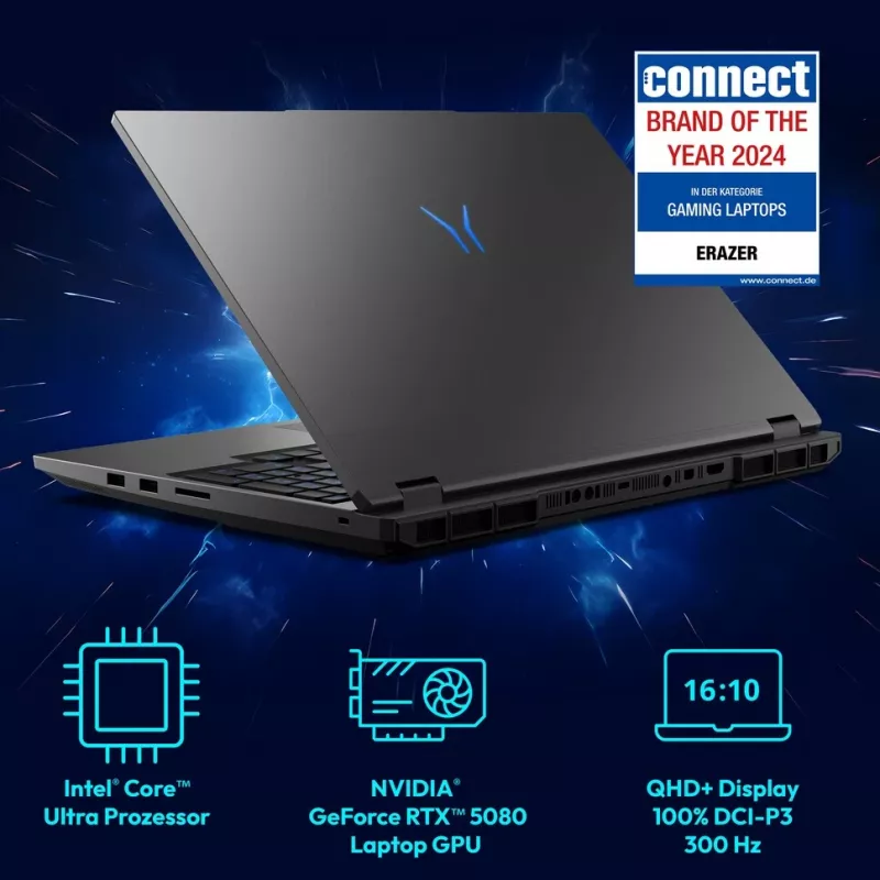 Laptop ERAZER Beast 16 X1 Intel Core Ultra 9 275HX 40,6 cm (16 cali) Quad HD+ 32 GB DDR5-SDRAM 2 TB SSD NVIDIA GeForce RTX 5080 Wi-Fi 6E (802.11ax) Windows 11 Home Czarny