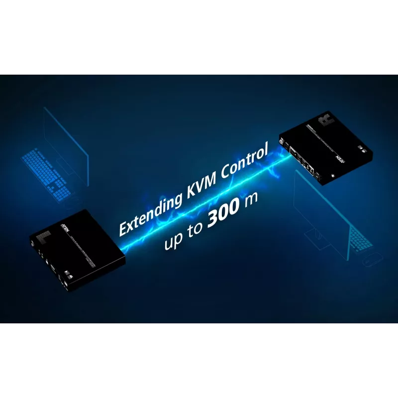 Przedłużacz KVM ATEN True 4K DP/HDMI Optical KVM 300m – Nadajnik i Odbiornik, DisplayPort/HDMI, USB, 300 m