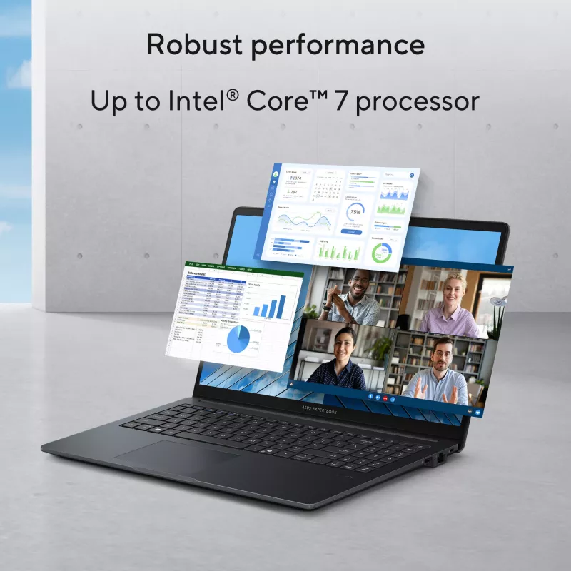 ASUS ExpertBook B1 B1503CVA-S78424X Intel Core 7 150U Laptop 39,6 cm (15,6 cala) Full HD 32 GB DDR5-SDRAM 1 TB SSD Wi-Fi 6E (802.11ax) Windows 11 Pro US International Szary