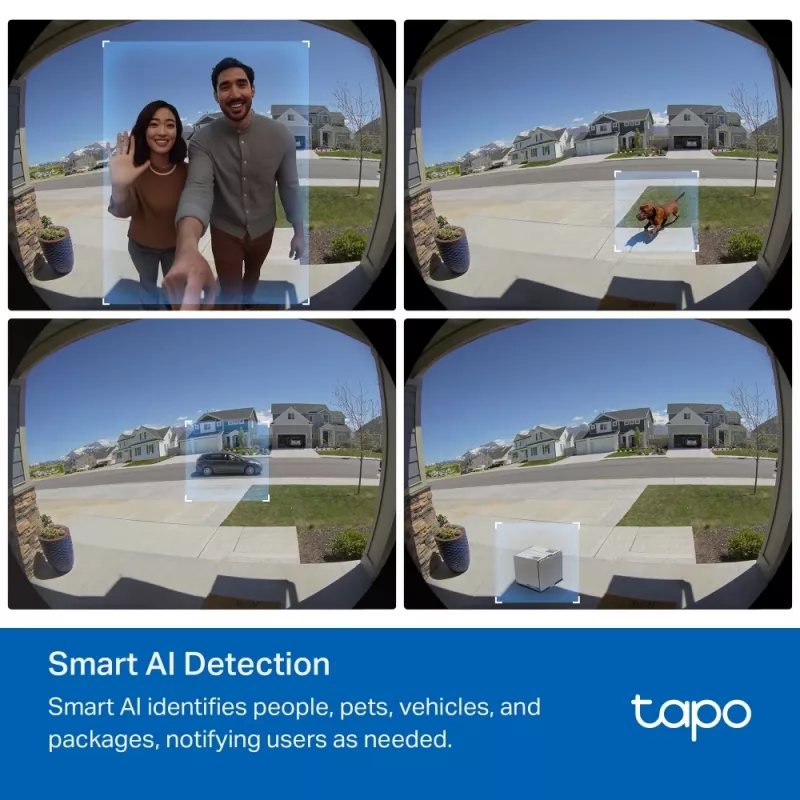 TP-Link Tapo Video Doorbell Camera 1 × D235, 1 × D100C, Czarny, Biały, IP66, 130°, IR, Ściana, CE, RoHS, RCM,R-NZ,FCC, EAC, Triman, UKCA