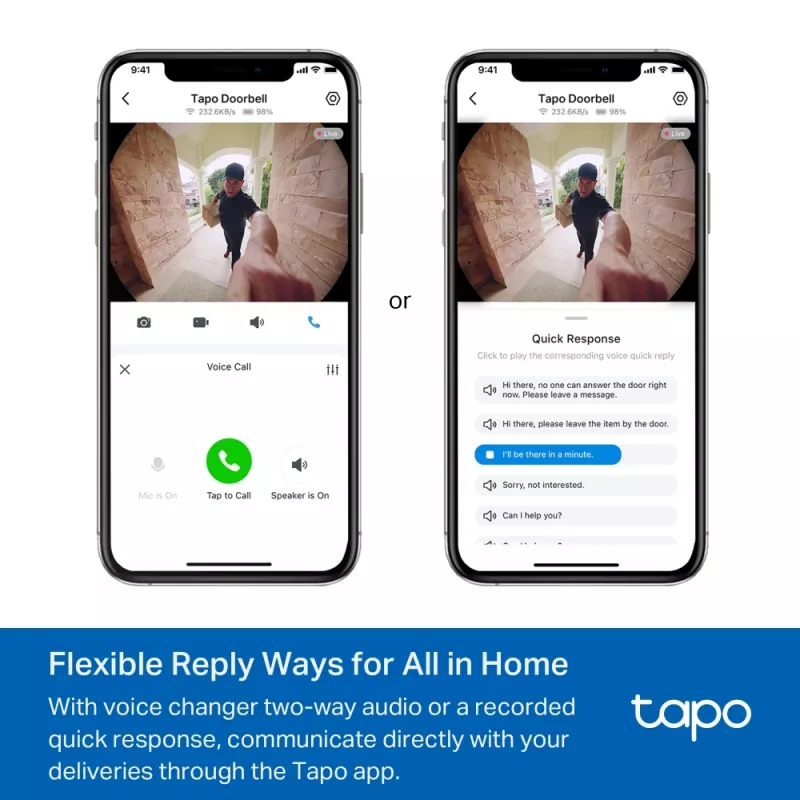 TP-Link Tapo Video Doorbell Camera 1 × D235, 1 × D100C, Czarny, Biały, IP66, 130°, IR, Ściana, CE, RoHS, RCM,R-NZ,FCC, EAC, Triman, UKCA