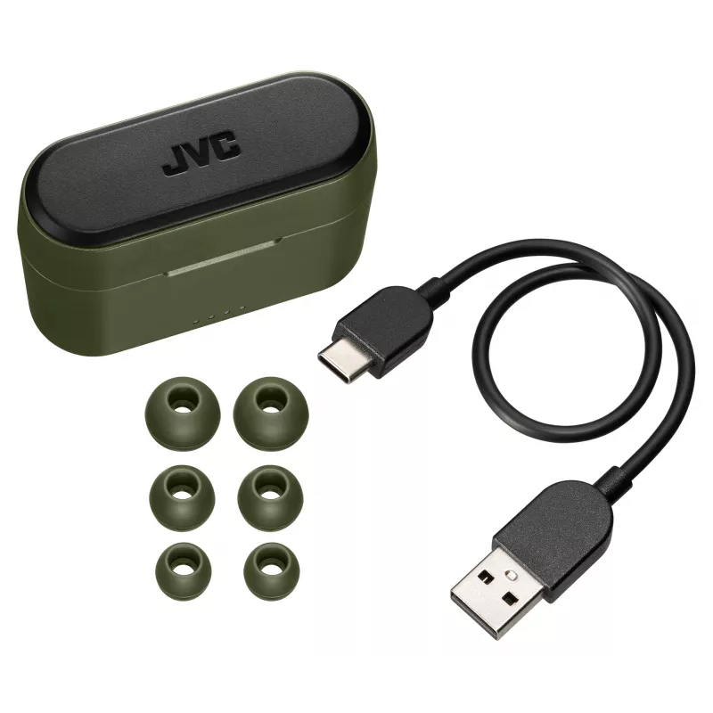 JVC Powerful Sound TWS zielony, True Wireless Stereo (TWS), 20 - 20000 Hz, Połączenia/Muzyka, 8.2 g, Zestaw słuchawkowy, Zielony