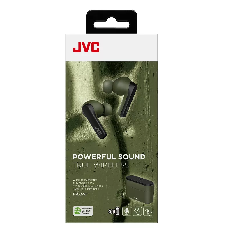 JVC Powerful Sound TWS zielony, True Wireless Stereo (TWS), 20 - 20000 Hz, Połączenia/Muzyka, 8.2 g, Zestaw słuchawkowy, Zielony