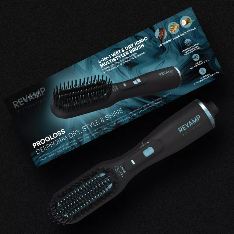 Revamp Progloss Deepform prosty & Style Blow Hot air brush Warm Czarny 550 W 3 m