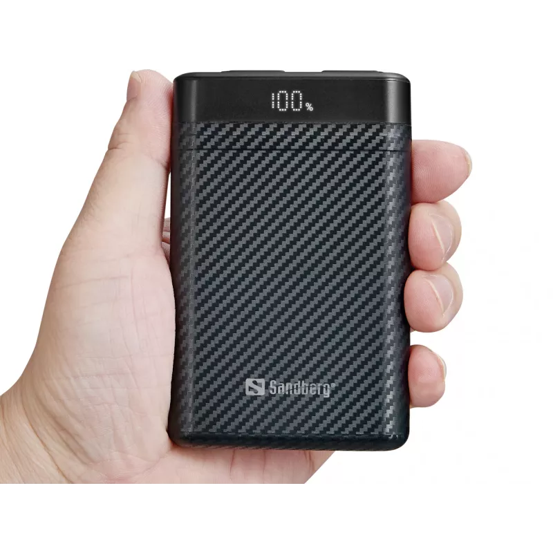 Sandberg Survivor Nano Powerbank 10000, 10000 mAh, litowo-jonowy (Li-Ion), 3,7 V, 20 W, czarny