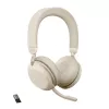 Jabra Evolve2 75 - USB-A MS Teams - Beżowy, Bezprzewodowy, Biuro/Call center, 20 - 20000 Hz, 197 g, Zestaw słuchawkowy, Beżowy