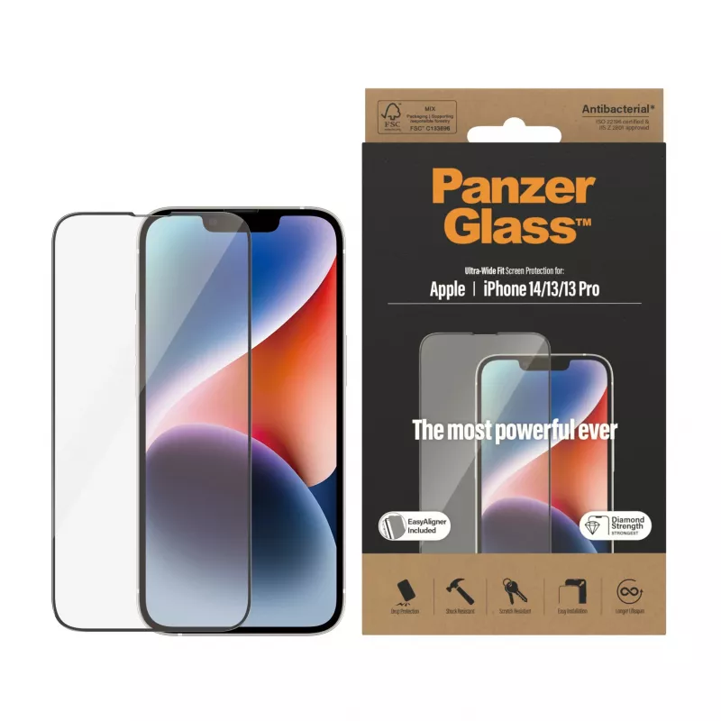PanzerGlass ® Ochrona ekranu iPhone 14 | 13 | 13 Pro | Ultra-Wide Fit z EasyAligner