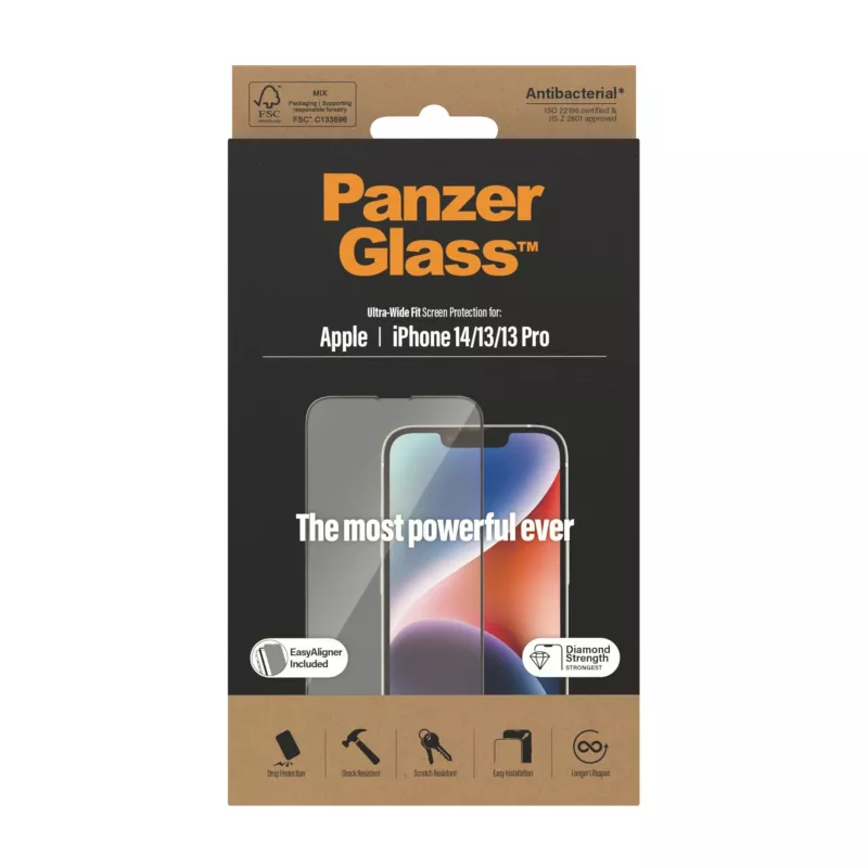 PanzerGlass ® Ochrona ekranu iPhone 14 | 13 | 13 Pro | Ultra-Wide Fit z EasyAligner