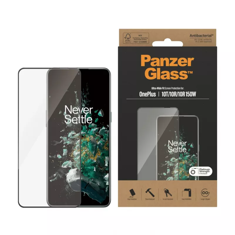 PanzerGlass ® Szkło hartowane OnePlus 10T | 10R | 10R | 150W | Ultra-Wide Fit | Czarny