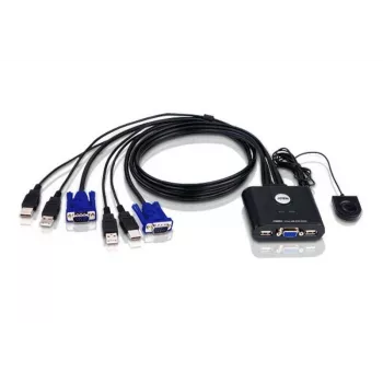 ATEN 2-portowy przełącznik KVM USB VGA, 2048 x 1536 pikseli, QXGA, 0,14 W, czarny