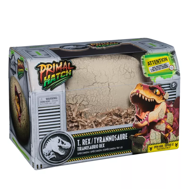 Jurassic World Primal Hatch Interaktywny Zabawkowy Dinozaur i Jajo, Wykluj i Wytrenuj Własne Małe Dino z Ponad 100 Dźwiękami i Reakcjami, Zabawki dla Chłopców i Dziewczynek od 5 Lat