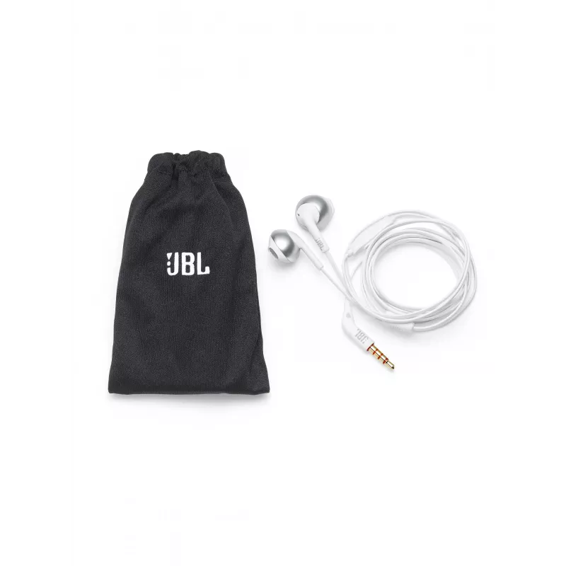 JBL Tune 205, Przewodowy, 20 - 20000 Hz, Połączenia/Muzyka, 14,3 g, Zestaw słuchawkowy, Chrom, Biały