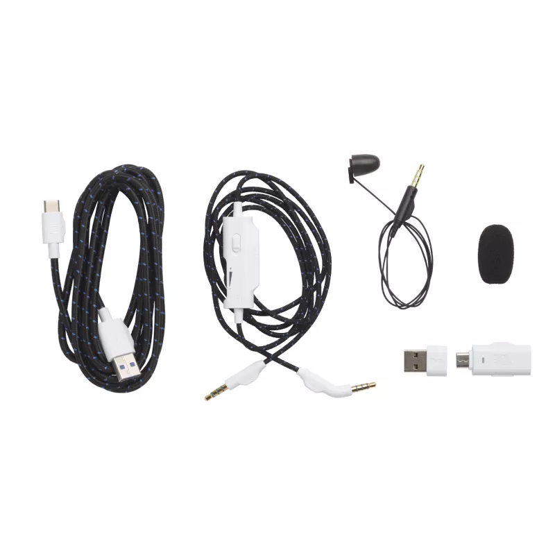 JBL Quantum 910P Headset Wired & Wireless Head-band Gaming USB Type-C Bluetooth niebieski, biały