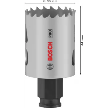Otwornica Bosch PRO Multi Material PC Plus 44/38 mm — Pojedyncza, Ø 38 mm, do suchej zabudowy, metalu, metali nieżelaznych, plastiku, drewna miękkiego
