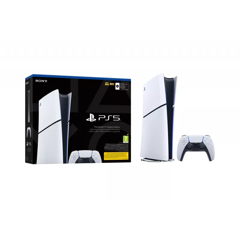 Sony PlayStation 5 (grupa modeli - cienki) Edycja Cyfrowa, PlayStation 5, Czarny, Biały, 16384 MB, GDDR6, 448 GB/s, AMD