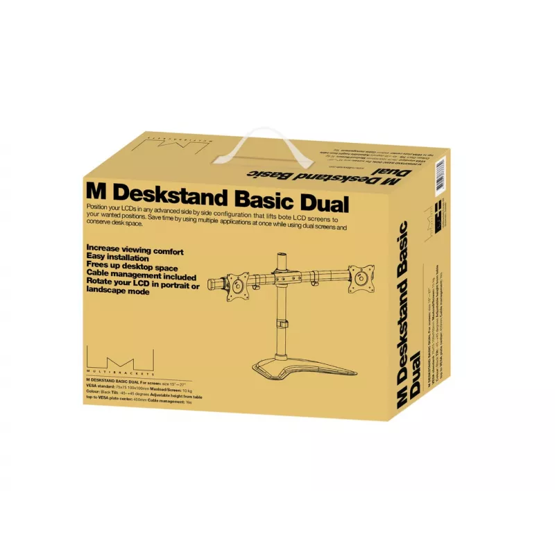 Multibrackets M Deskstand Basic Dual, wolnostojący, 16 kg, 38,1 cm (15 cali), 68,6 cm (27 cali), 100 x 100 mm, czarny