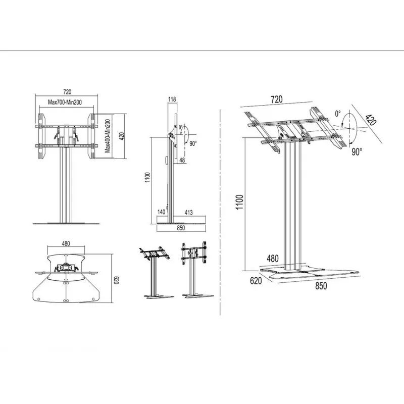 Multibrackets M Public Display Stand 110 HD Floorbase Single Czarny