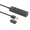 Manhattan USB-C & USB-A Combo Dock/Hub, Porty (4): Ethernet i USB-A (x3), 5 Gb/s (USB 3.2 Gen1 znane jako USB 3.0), zasilany przez USB (nie wymaga zewnętrznego zasilacza)