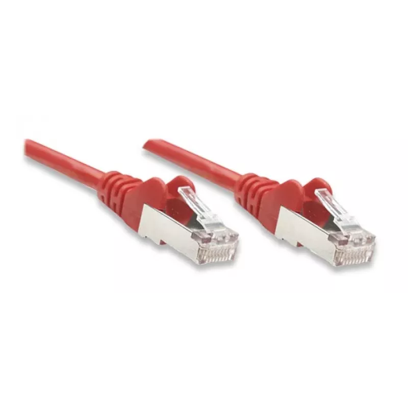 Intellinet sieciowy kabel krosowy, Cat5e, 3 m, czerwony, CCA, F/UTP, PVC, RJ45, pozłacane styki, bezzaczepowa, osłonięta, woreczek polietylenowy