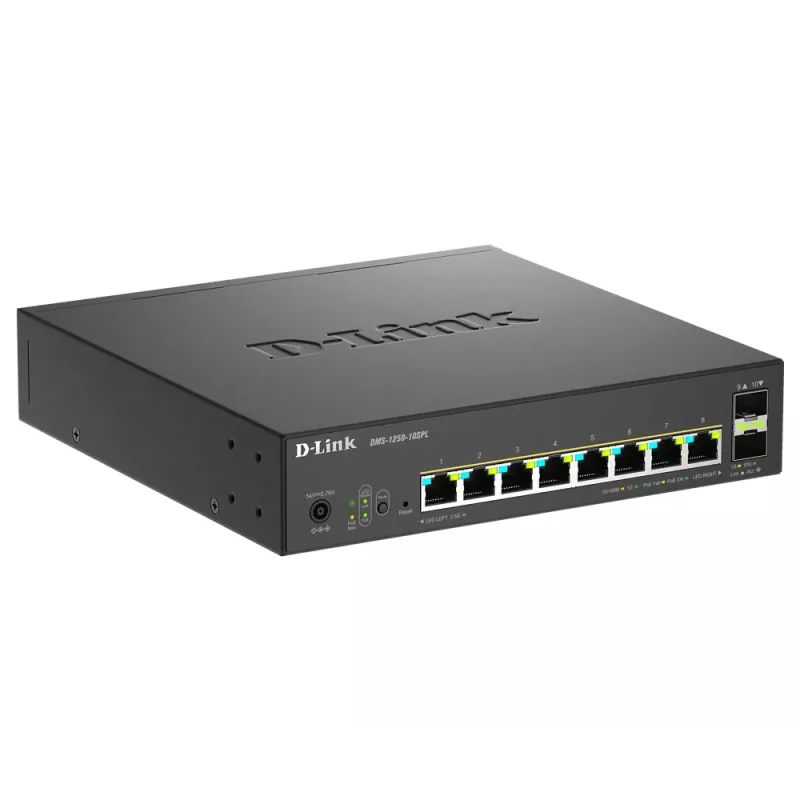 Przełącznik D-Link 10-portowy Multi-Gigabit Smart Managed PoE+ z 8 portami multi-Gigabit 2.5G PoE i 2 portami 10G SFP+