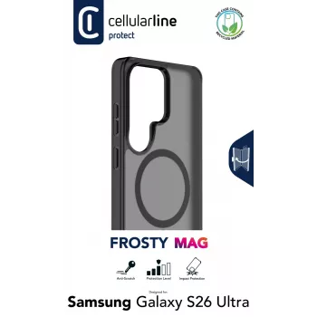 Cellularline FROSTY MAG - Galaxy S26 Ultra Półprzezroczyste etui z matowym wykończeniem i kolorowymi krawędziami, kompatybilne z ekosystemem Qi2 i akcesoriami magnetycznymi dla Samsung.
