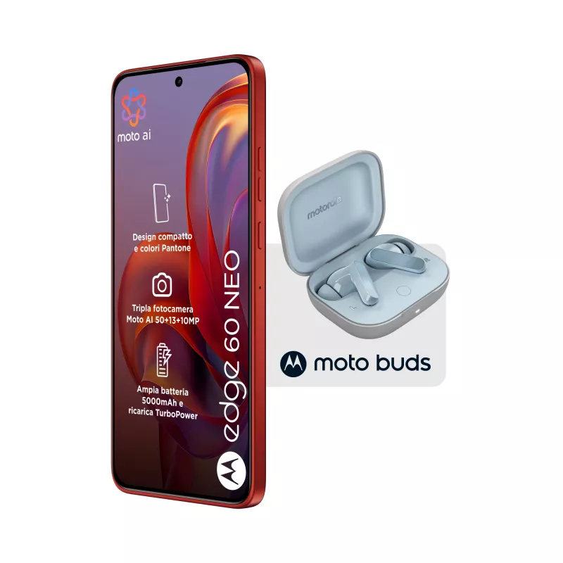 Motorola edge 60 neo + Moto Buds PG38C05749 16.1 cm (6.36 inch) Dual SIM Android 15 5G USB Type-C 8 GB 256 GB 5200 mAh czerwony