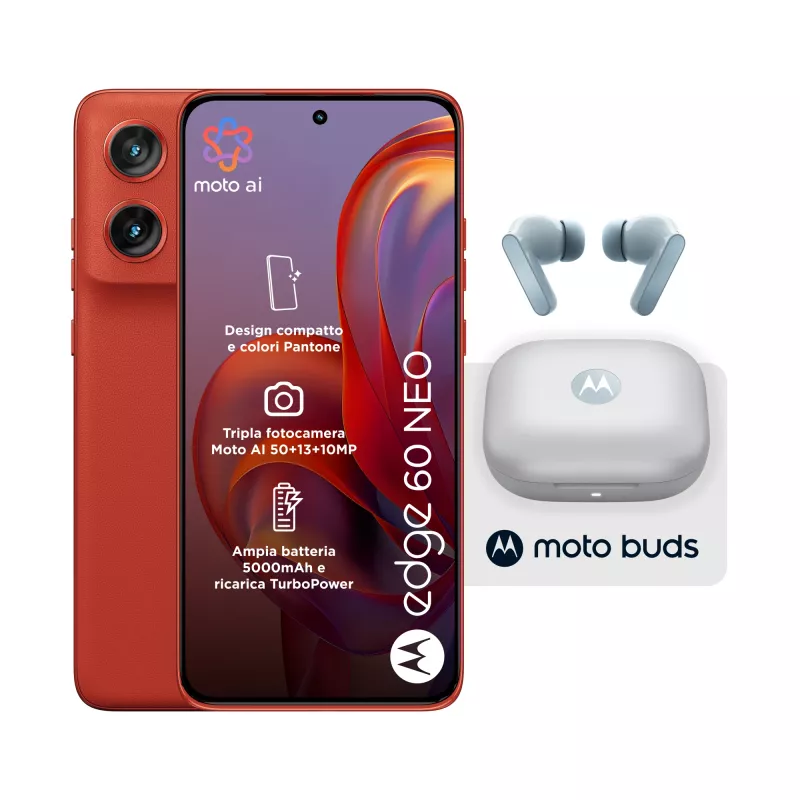 Motorola edge 60 neo + Moto Buds PG38C05749 16.1 cm (6.36 inch) Dual SIM Android 15 5G USB Type-C 8 GB 256 GB 5200 mAh czerwony