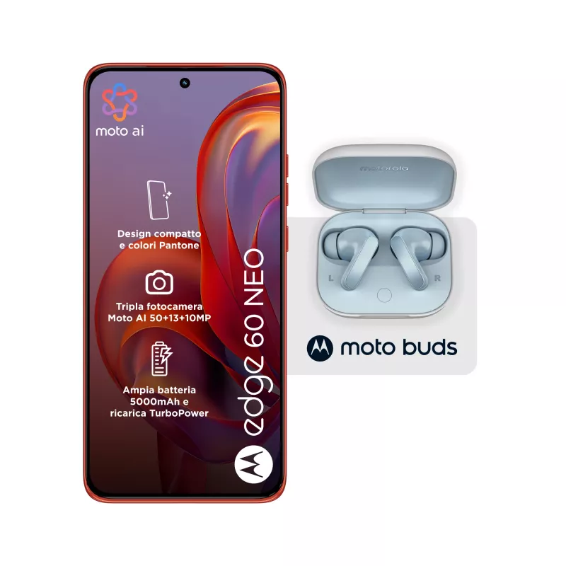 Motorola edge 60 neo + Moto Buds PG38C05749 16.1 cm (6.36 inch) Dual SIM Android 15 5G USB Type-C 8 GB 256 GB 5200 mAh czerwony