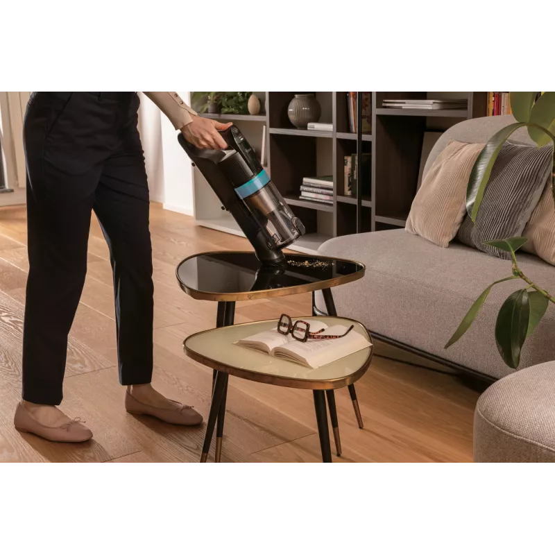 Hoover HF1P10PX 011 Odkurzacz pionowy Bateria Na sucho Pianka, Mikro Bezworkowy 0,7 l 165 W Czarny, Turkusowy 22 Ah