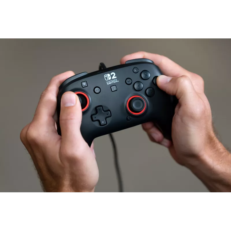 Przewodowy kontroler do gier Turtle Beach Rematch dla Nintendo Switch 2 — USB‑C, kabel 3 m, przycisk wsteczny, D‑pad, czarny