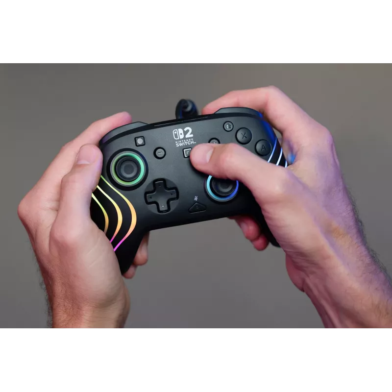 Gamepad Turtle Beach Afterglow Wave Czarny Przewodowy Kontroler RGB dla Nintendo Switch / Switch 2, USB-C, kabel 3 m