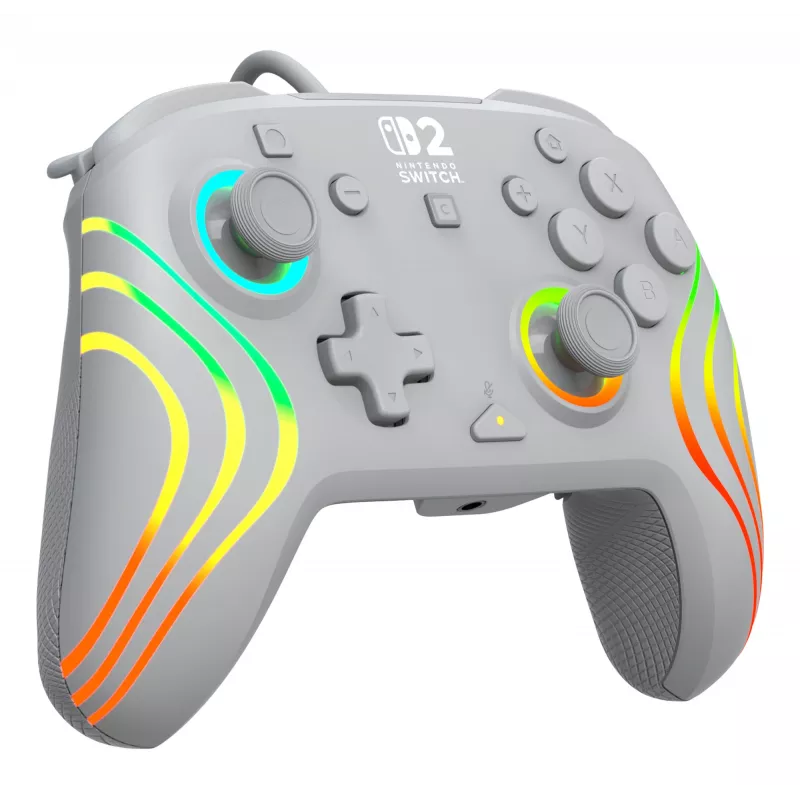 Przewodowy kontroler RGB do gier Turtle Beach Afterglow Wave Szary — USB‑C, kabel 3 m, do Nintendo Switch / Switch 2 / Switch OLED