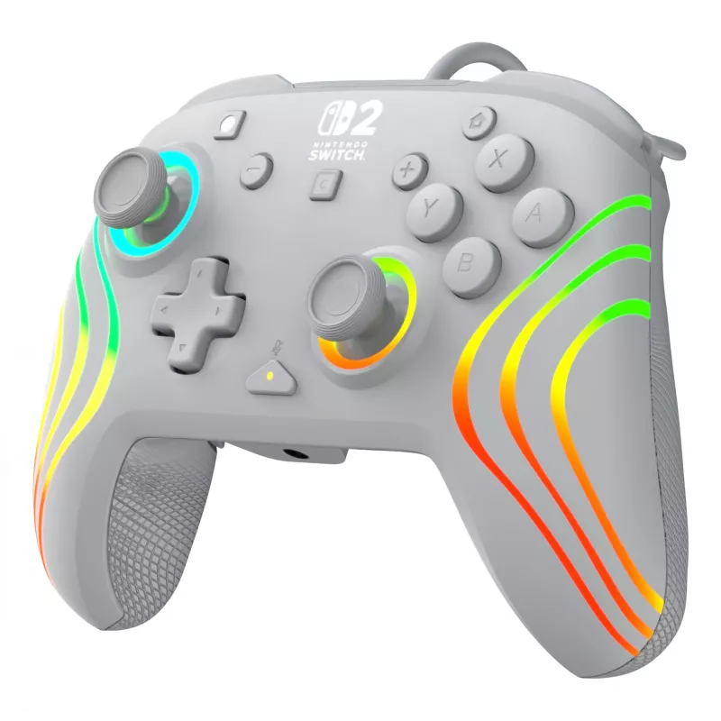 Przewodowy kontroler RGB do gier Turtle Beach Afterglow Wave Szary — USB‑C, kabel 3 m, do Nintendo Switch / Switch 2 / Switch OLED