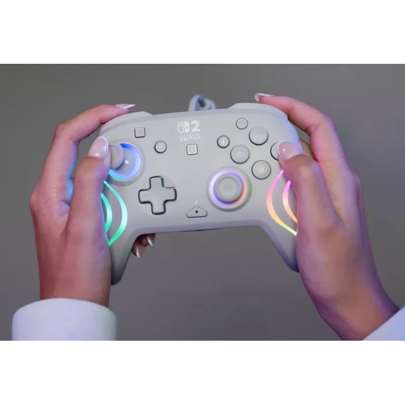 Przewodowy kontroler RGB do gier Turtle Beach Afterglow Wave Szary — USB‑C, kabel 3 m, do Nintendo Switch / Switch 2 / Switch OLED