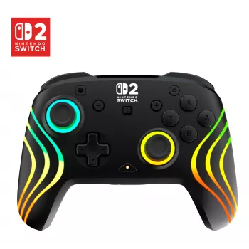 Bezprzewodowy kontroler RGB do gier Turtle Beach Afterglow Wave Czarny dla Nintendo Switch 2 — Bluetooth/USB-C, wbudowana bateria 20 godz., kabel 3 m