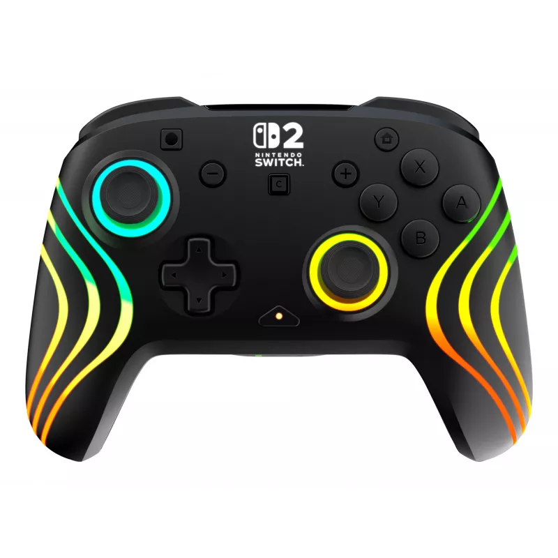 Bezprzewodowy kontroler RGB do gier Turtle Beach Afterglow Wave Czarny dla Nintendo Switch 2 — Bluetooth/USB-C, wbudowana bateria 20 godz., kabel 3 m