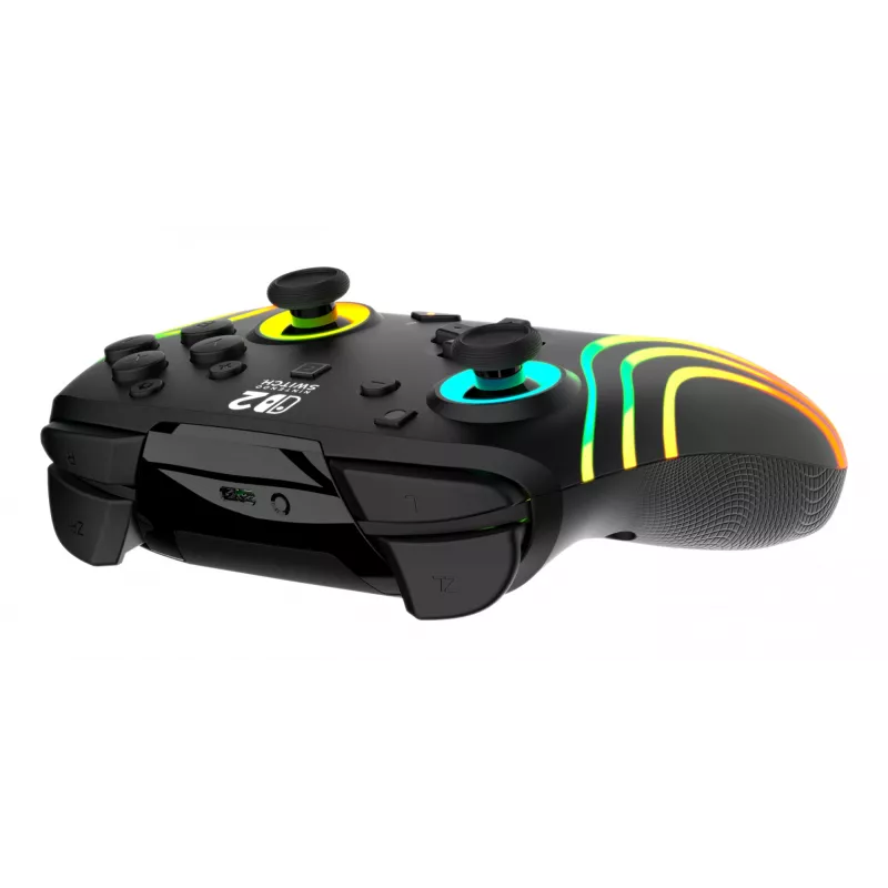 Bezprzewodowy kontroler RGB do gier Turtle Beach Afterglow Wave Czarny dla Nintendo Switch 2 — Bluetooth/USB-C, wbudowana bateria 20 godz., kabel 3 m