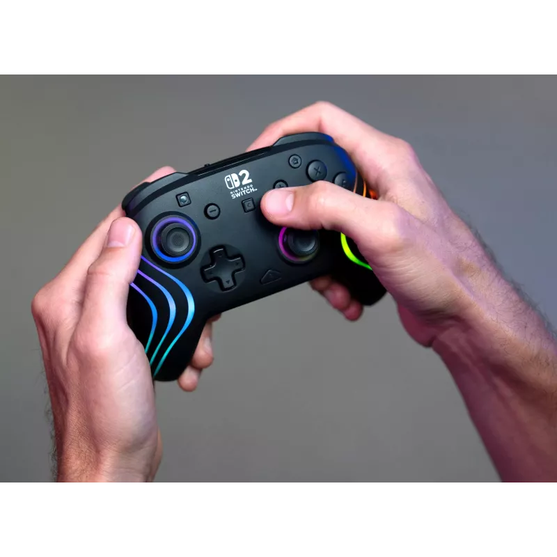 Bezprzewodowy kontroler RGB do gier Turtle Beach Afterglow Wave Czarny dla Nintendo Switch 2 — Bluetooth/USB-C, wbudowana bateria 20 godz., kabel 3 m