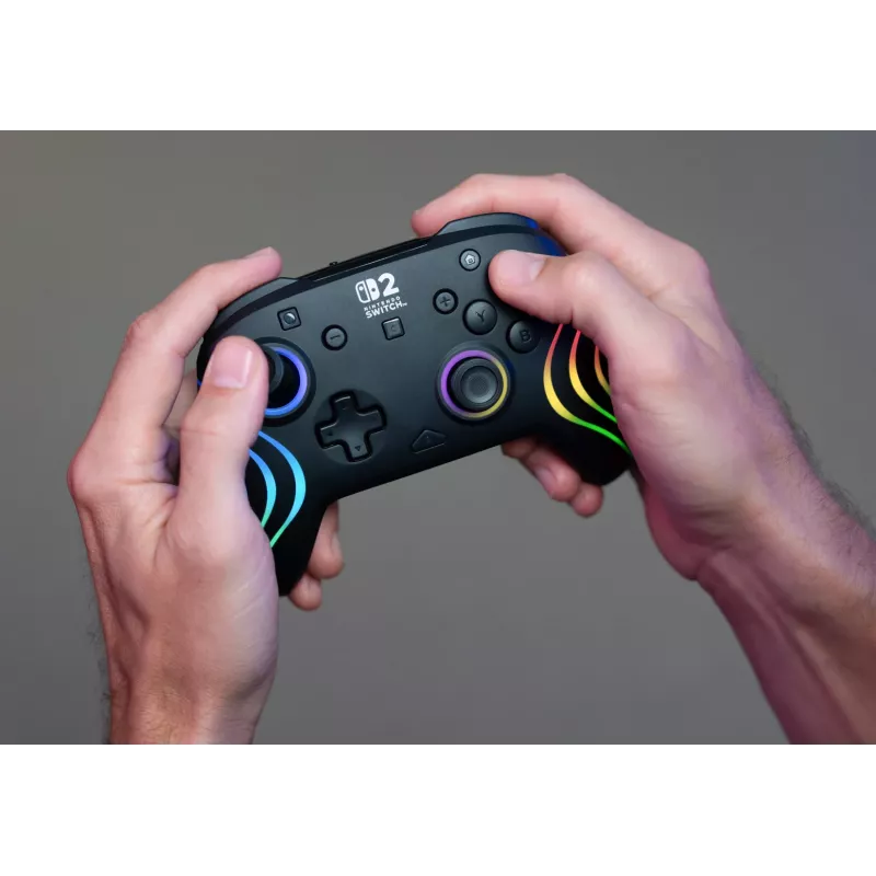 Bezprzewodowy kontroler RGB do gier Turtle Beach Afterglow Wave Czarny dla Nintendo Switch 2 — Bluetooth/USB-C, wbudowana bateria 20 godz., kabel 3 m