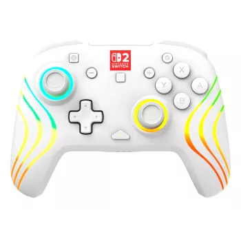 Bezprzewodowy kontroler do gier RGB Turtle Beach Afterglow Wave biały dla Nintendo Switch 2, Bluetooth/USB-C, wbudowana bateria 20h, kabel 3m