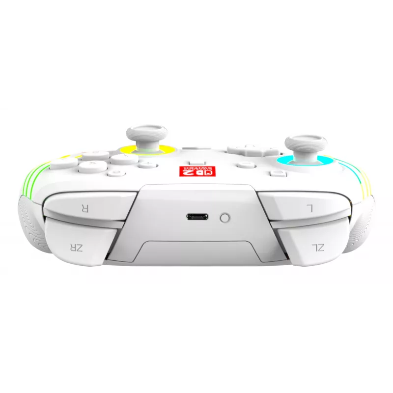 Bezprzewodowy kontroler do gier RGB Turtle Beach Afterglow Wave biały dla Nintendo Switch 2, Bluetooth/USB-C, wbudowana bateria 20h, kabel 3m