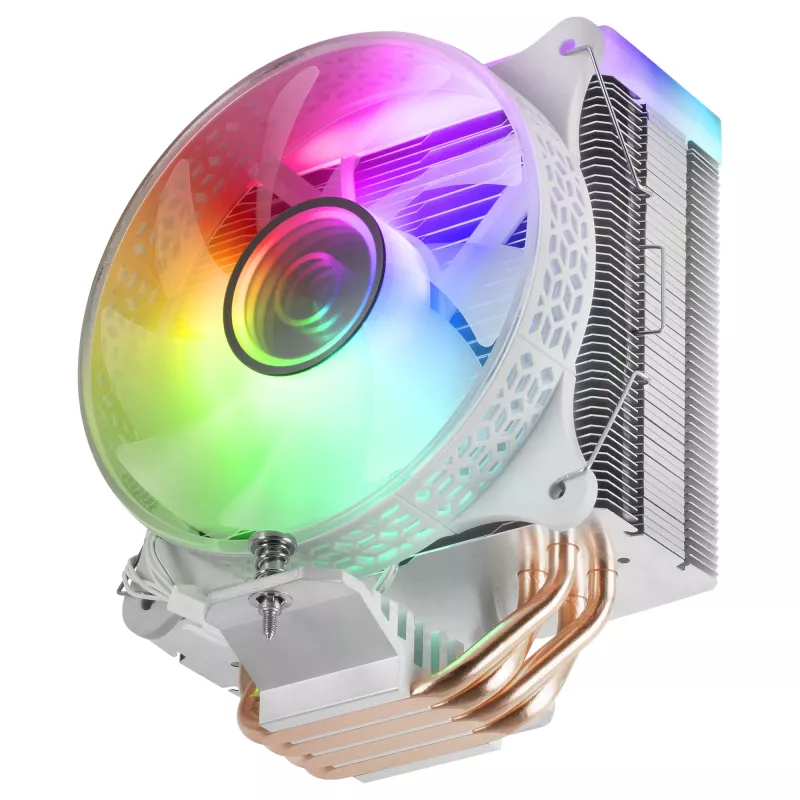 Mars Gaming MCPU-VR biały CPU Heatsink Dual Infinity Mirror ARGB 4 HCT Heatpipes 180W TDP Ultra-quiet PWM 12cm Fan