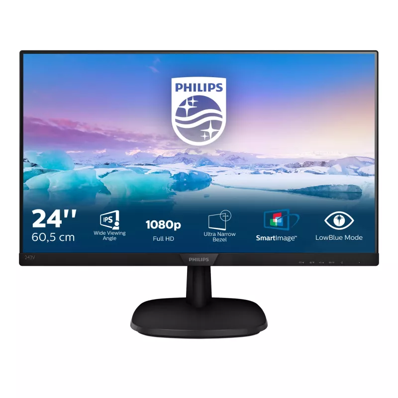 Philips V Line Full HD LCD monitor 243V7QDAB/00, 60.5 cm (23.8 inch), 1920 x 1080 pixels, Full HD, LED, 4 ms, Czarny
