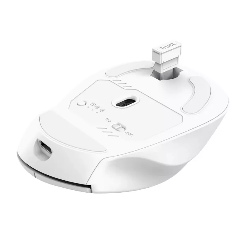 Bezprzewodowa mysz biurowa dla praworęcznych TRUST Niven — RF + Bluetooth, 3200 DPI, 7 przycisków, kółko, biała