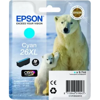 Epson Polar bear pojedyncze opakowanie cyjan 26XL Claria Premium Ink