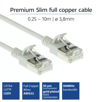 ACT Szary 3 metry LSZH U/FTP CAT6A cienki kabel krosowy do centrów danych typu slimline ze złączami RJ45
