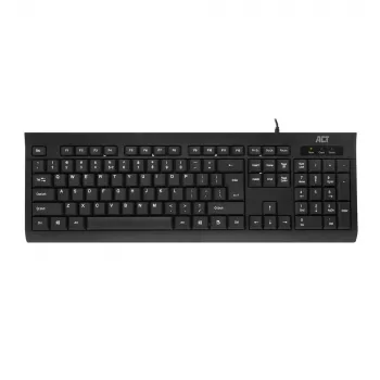 Klawiatura biznesowa ACT USB (układ QWERTY/US), pełnowymiarowa (100%), przewodowa, USB, membranowa, QWERTY, czarna