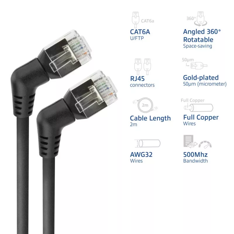 Kabel sieciowy ACT DD1902 Cat6 U/FTP (STP) 2 m RJ-45 na RJ-45 Czarny