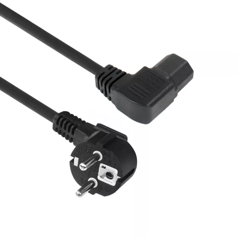 ACT Powercord złącze sieciowe CEE7/7 męskie (kątowe) - C15 (kątowe lewe) IEC60320 czarny 1,5 m