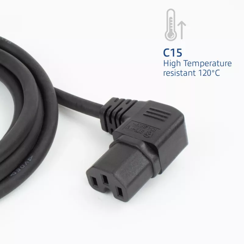ACT Kabel zasilający C14 - C15 (kątowy prawy) IEC60320 czarny 0,6 m